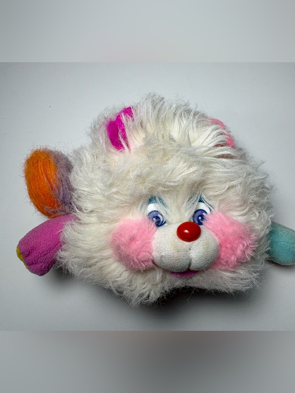 Vintage 1980s Mattel Popples Puffball White Plush Toy 6" Pocket Popple